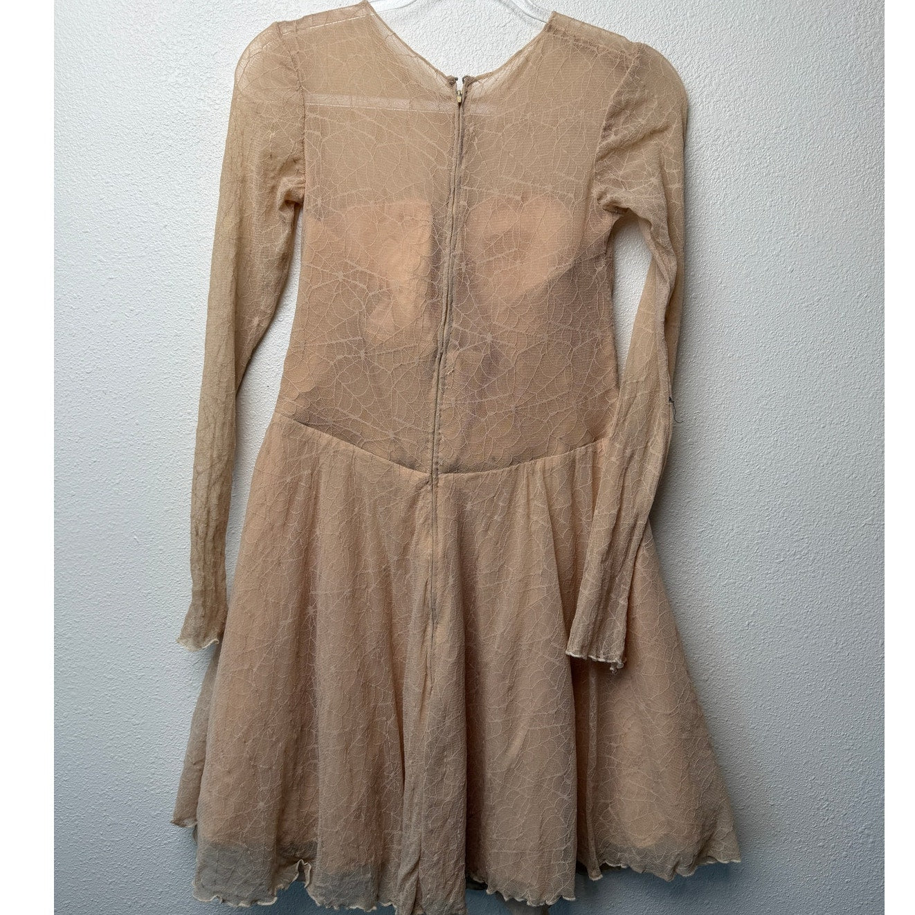 Ninivah Khomo Tan Lace Long Sleeve Mini Dress US XS/S