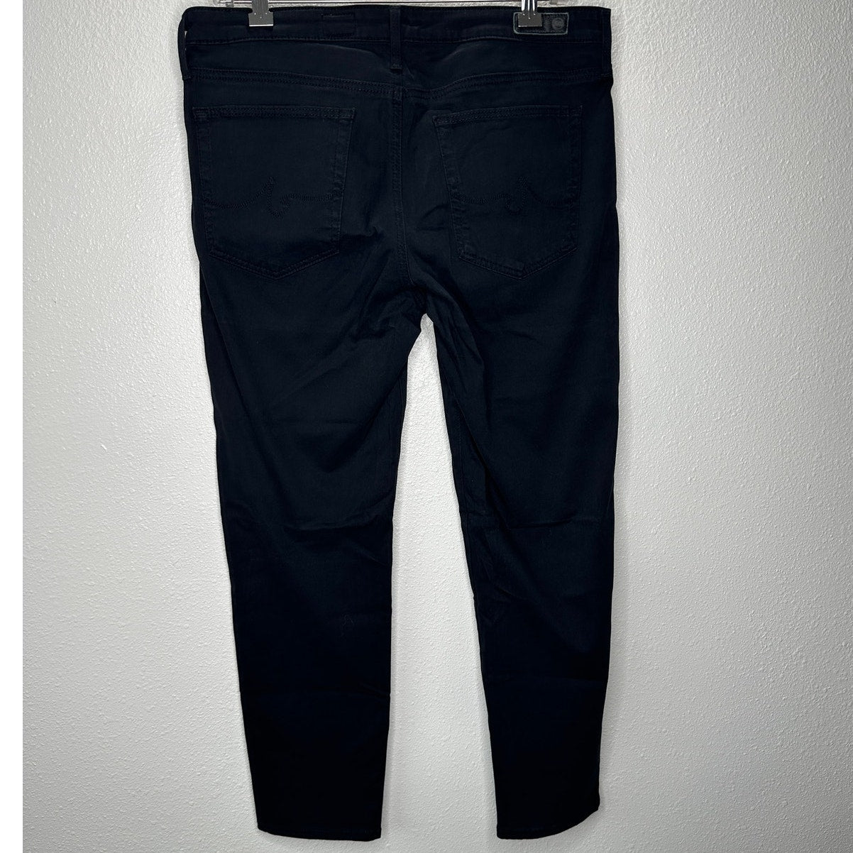 AG Worn Black Suede Look Prima Crop Cigarette Crop Jeans 30