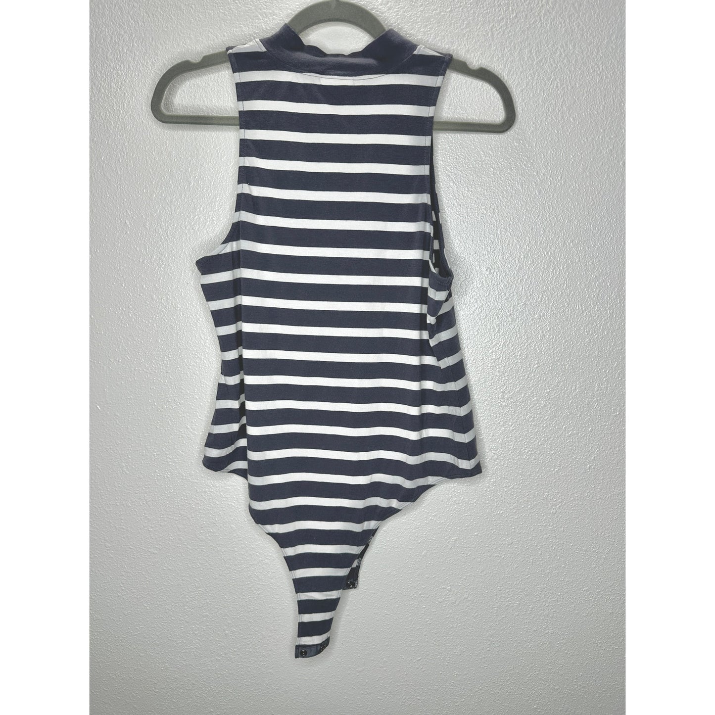 Abound Gray & White Stripe Sleeveless Mock Neck Bodysuit L