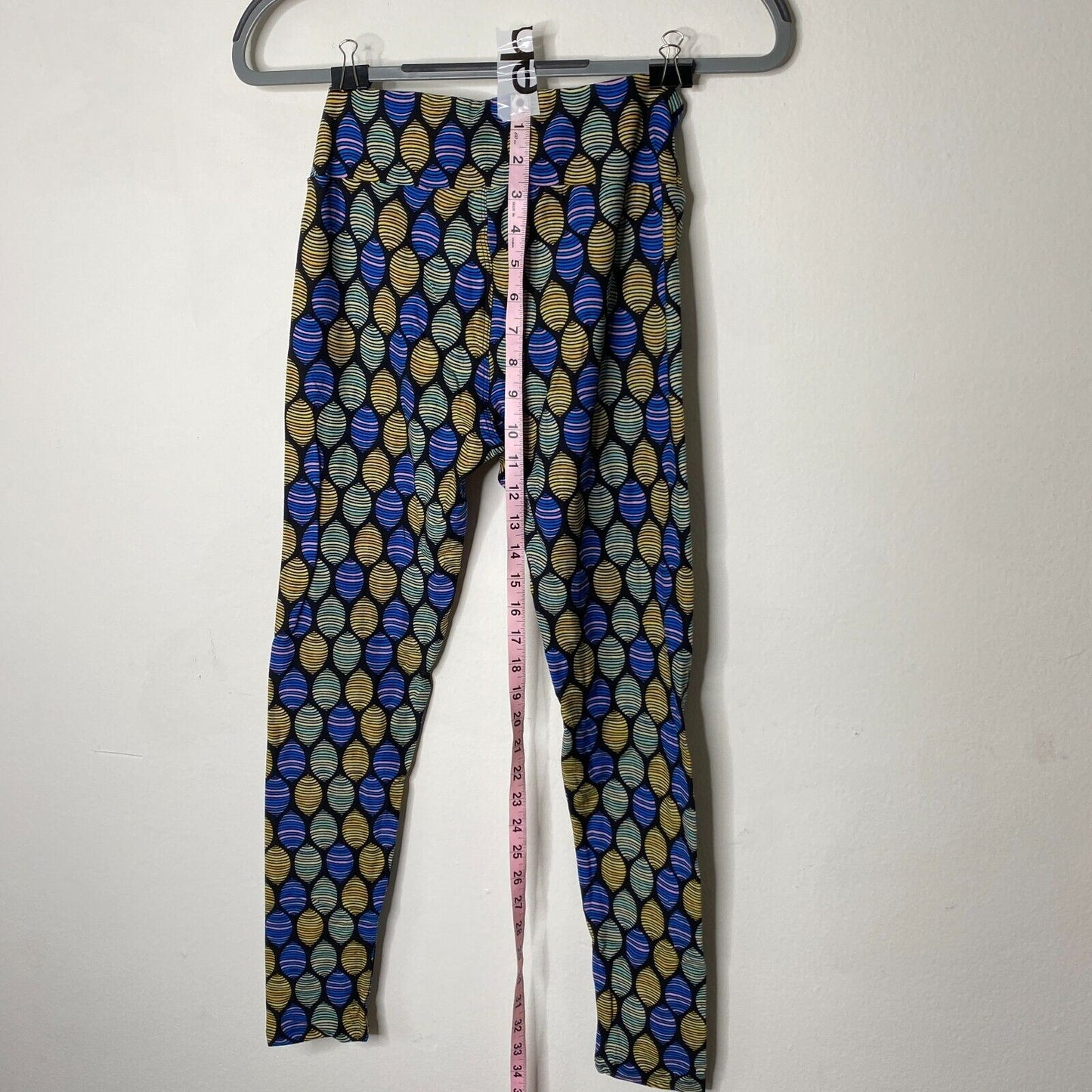 NWT LuLaRoe Black Blue & Yellow Green Pink Multi Egg Design Leggings Pants OS