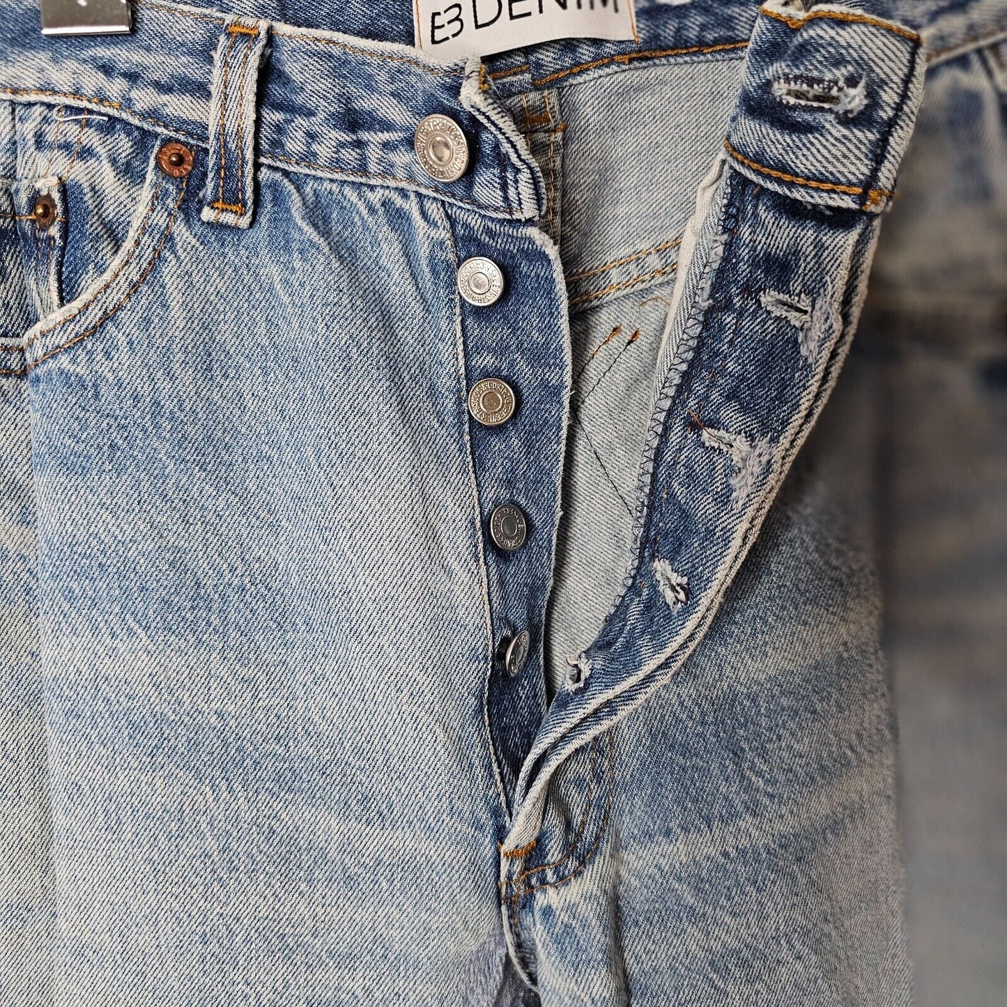 EB Denim Levi's 501 Unraveled Pocket & Hem Highrise Split Hem Button Fly Jean 23