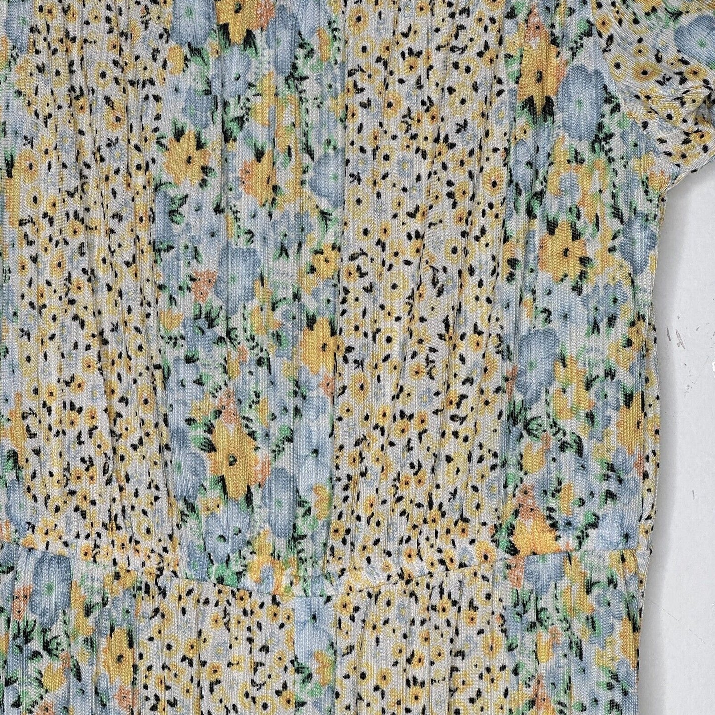 Topshop Cute Yellow Multi Color Ditsy Floral Off Shoulder Mini Puff Sleeve 4