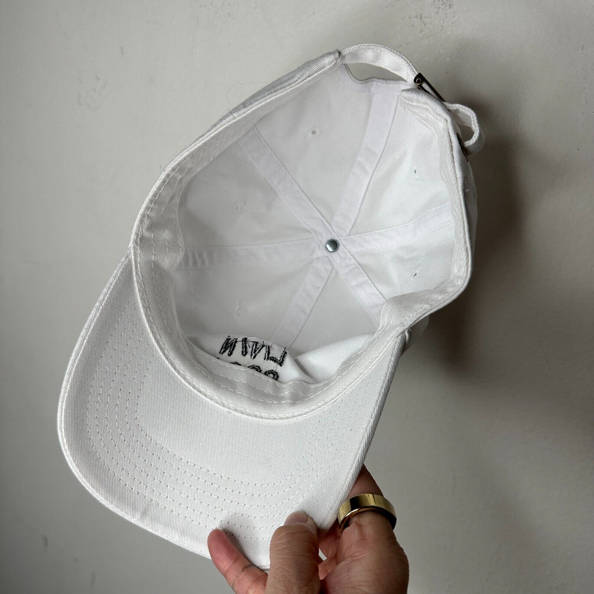 NWOT Livin Cool White Adjustable Baseball Cap Hat Black Livin Cool Graphic OS
