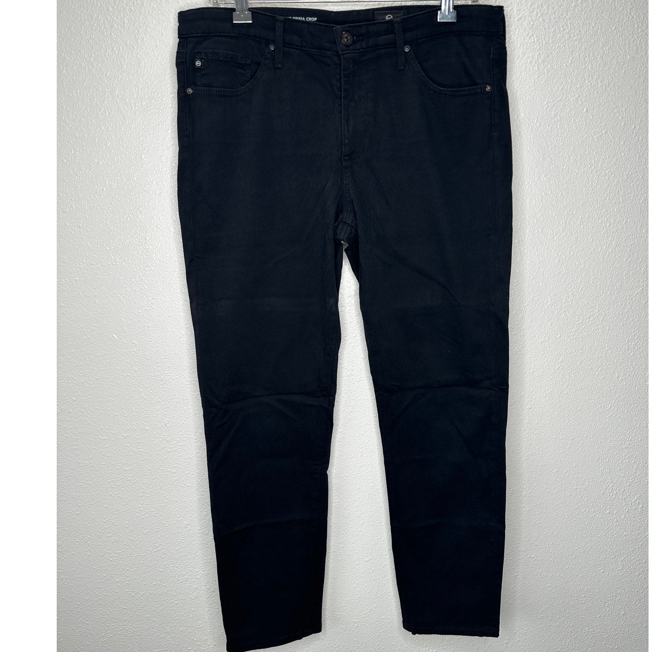 AG Worn Black Suede Look Prima Crop Cigarette Crop Jeans 30