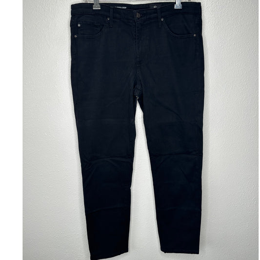 AG Worn Black Suede Look Prima Crop Cigarette Crop Jeans 30