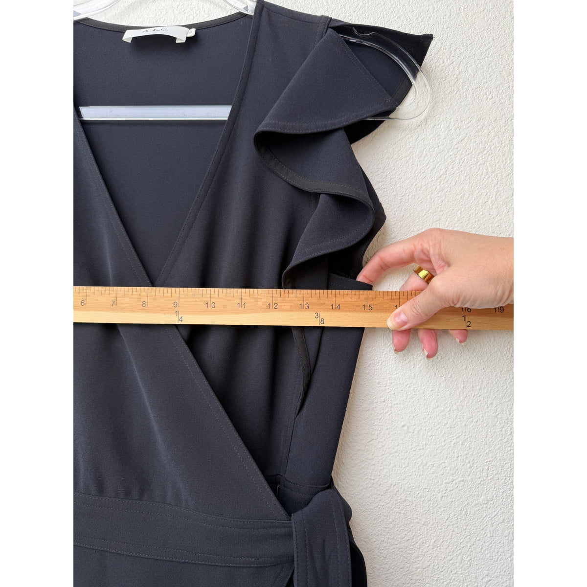 A.L.C. Wilder Black Wrap Flare Jumpsuit Womens 0