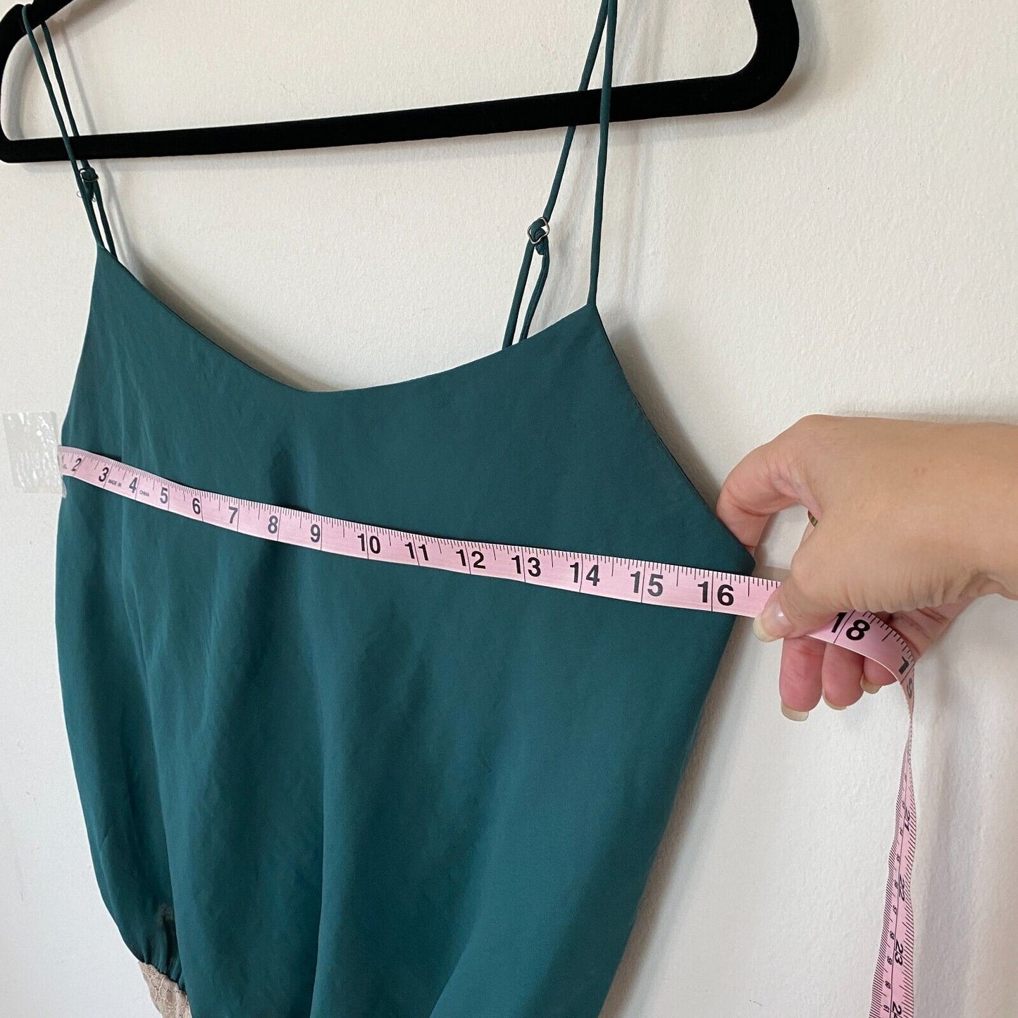 Free People Emerald Green Satin Blouson Bodysuit Tan Snap Lace Brief M