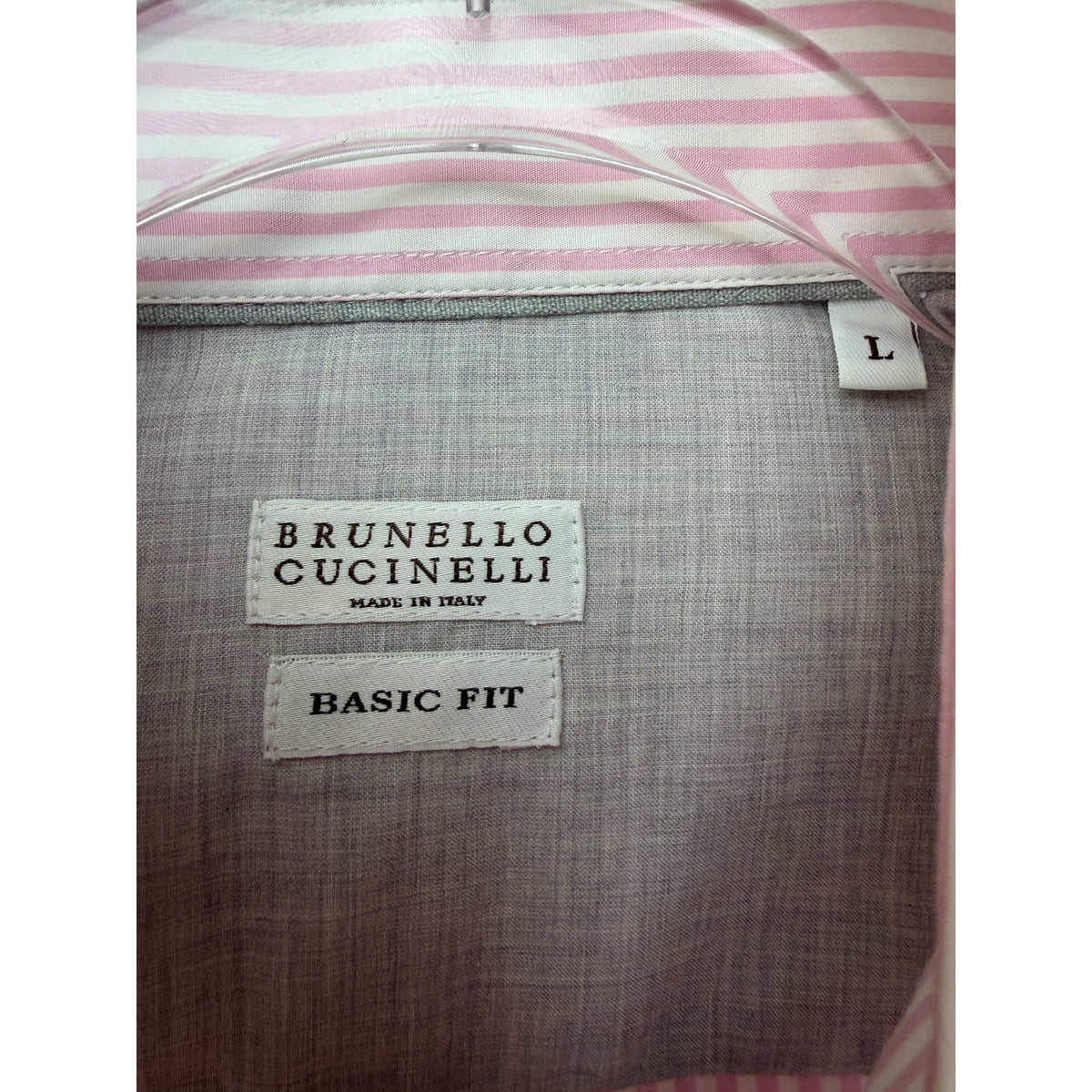 Brunello Cucinelli Pink Stripe Cotton Shirt Men L