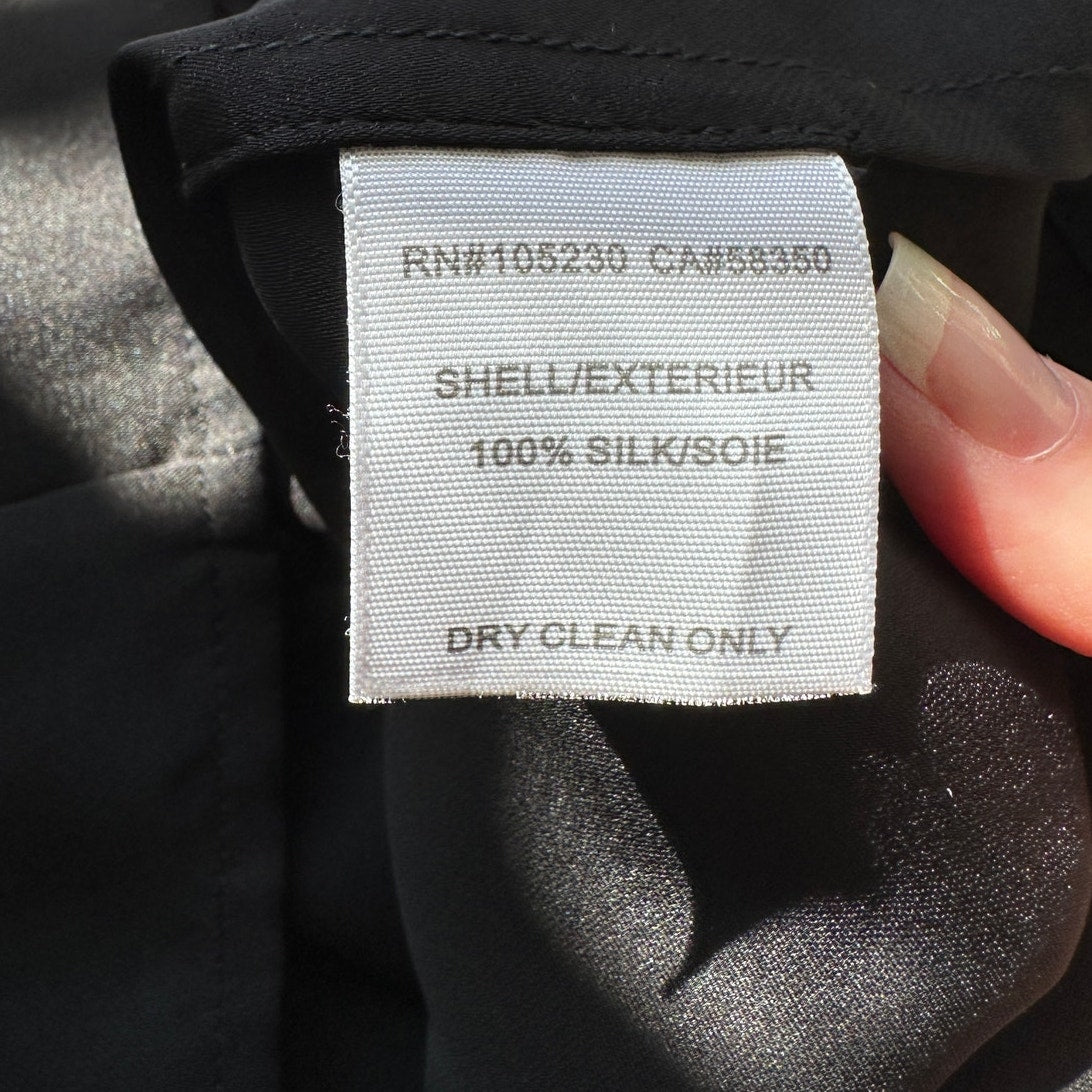 Joie Black Sheer Twist Open Racerback Keyhole High Neck Tank Top S