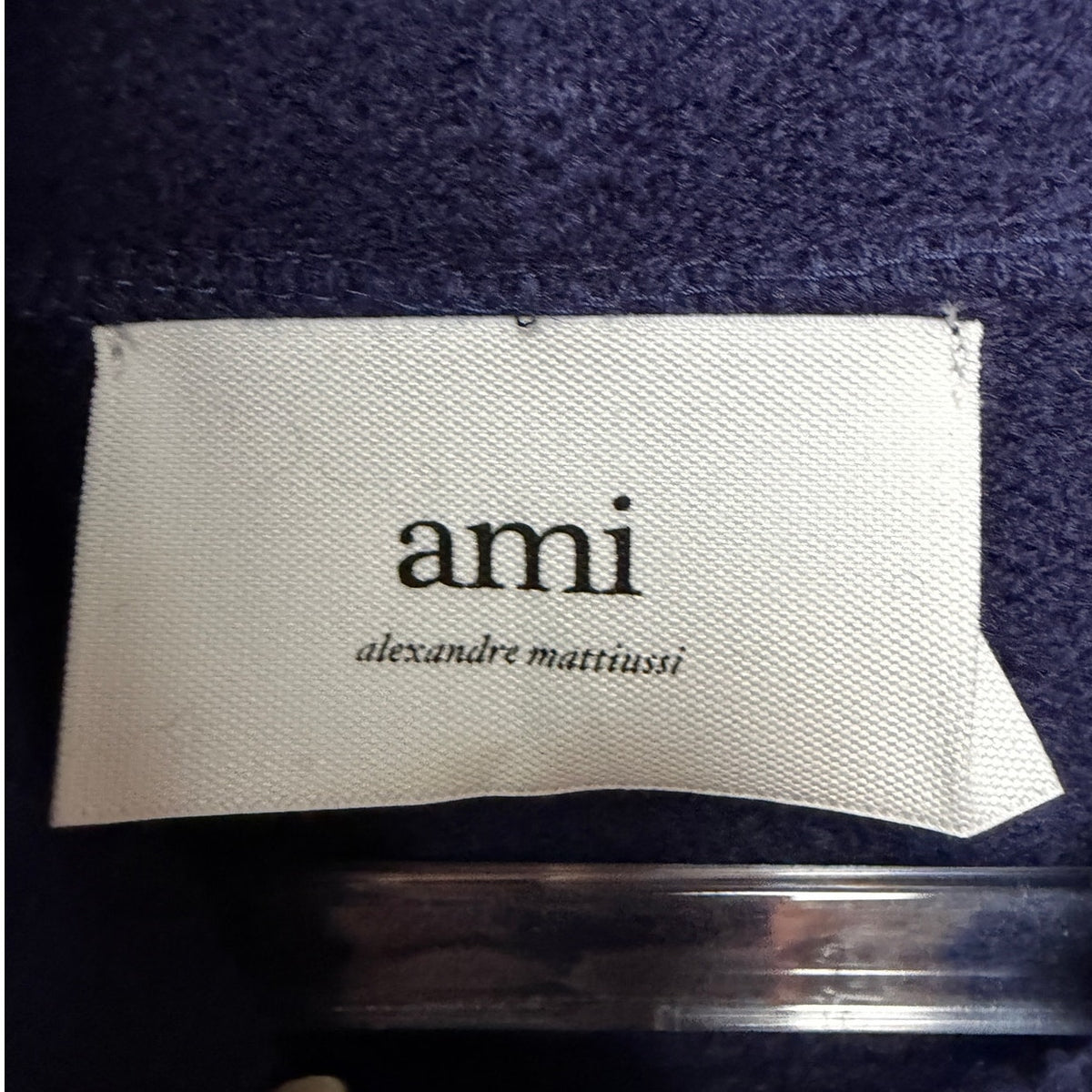 AMI Paris Ami de Coeur Heart Logo Navy Wool Knit Hoodie Men's US L