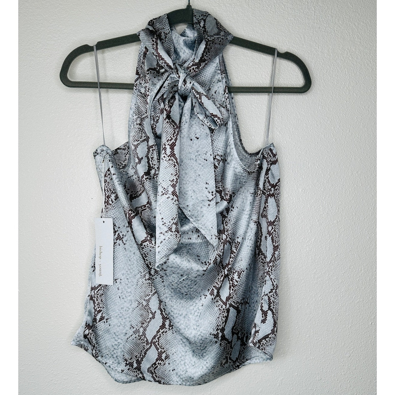 NWT Bishop + Young The Rain Python Tie Neck Sleeveless Blouse S