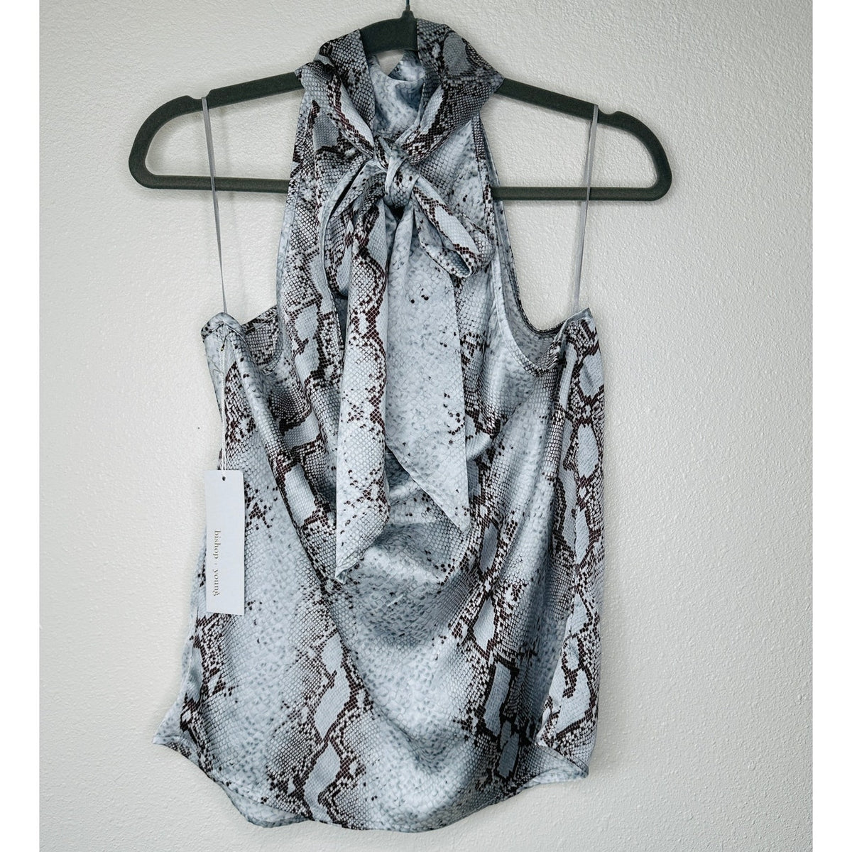 NWT Bishop + Young The Rain Python Tie Neck Sleeveless Blouse S