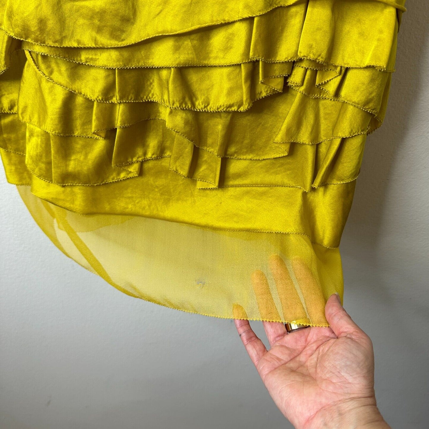 3.1 Phillip Lim Scoop Neck Chartreus Yellow Silk Blend Ruffled Tank Dress Mini 2