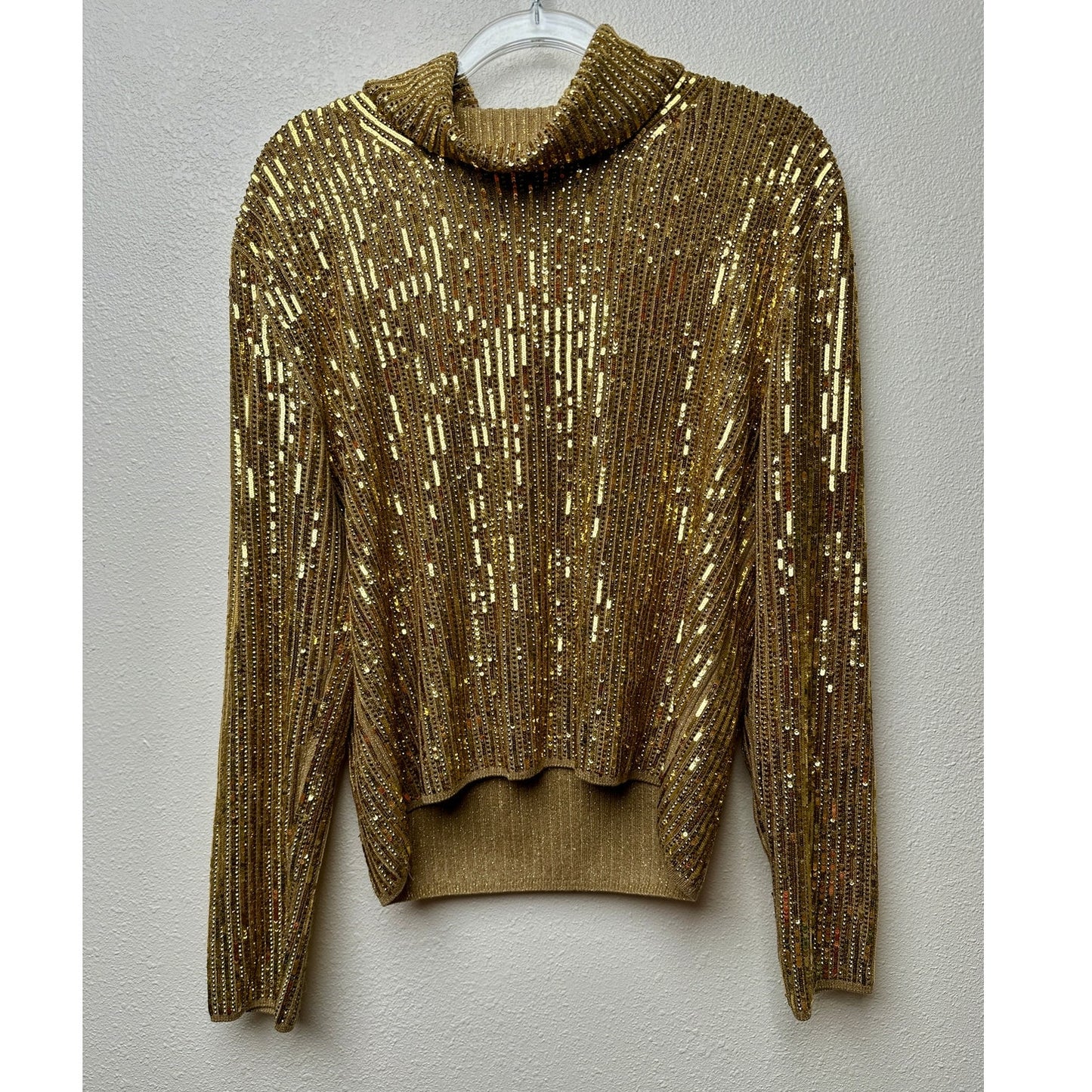 Gucci Sweater Gold Womens US M Sequin Turtleneck
