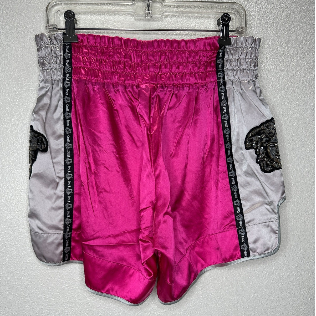 Versace Muay Thai Boxing Shorts Pink Silver Versace Medusa Patch 50 / L