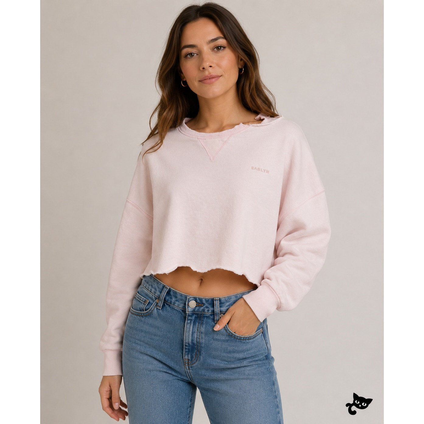 Sablyn Cropped Sweatshirt Light Pink Women’s US M Raw Hem