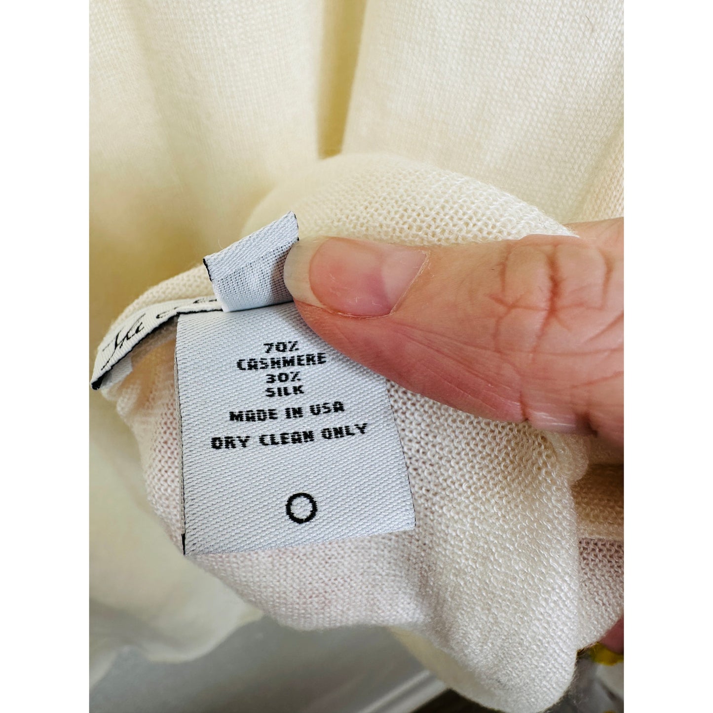 The Elder Statesman Cream with Pink Rose Graphic Cashmere Silk Blend Sweater M
