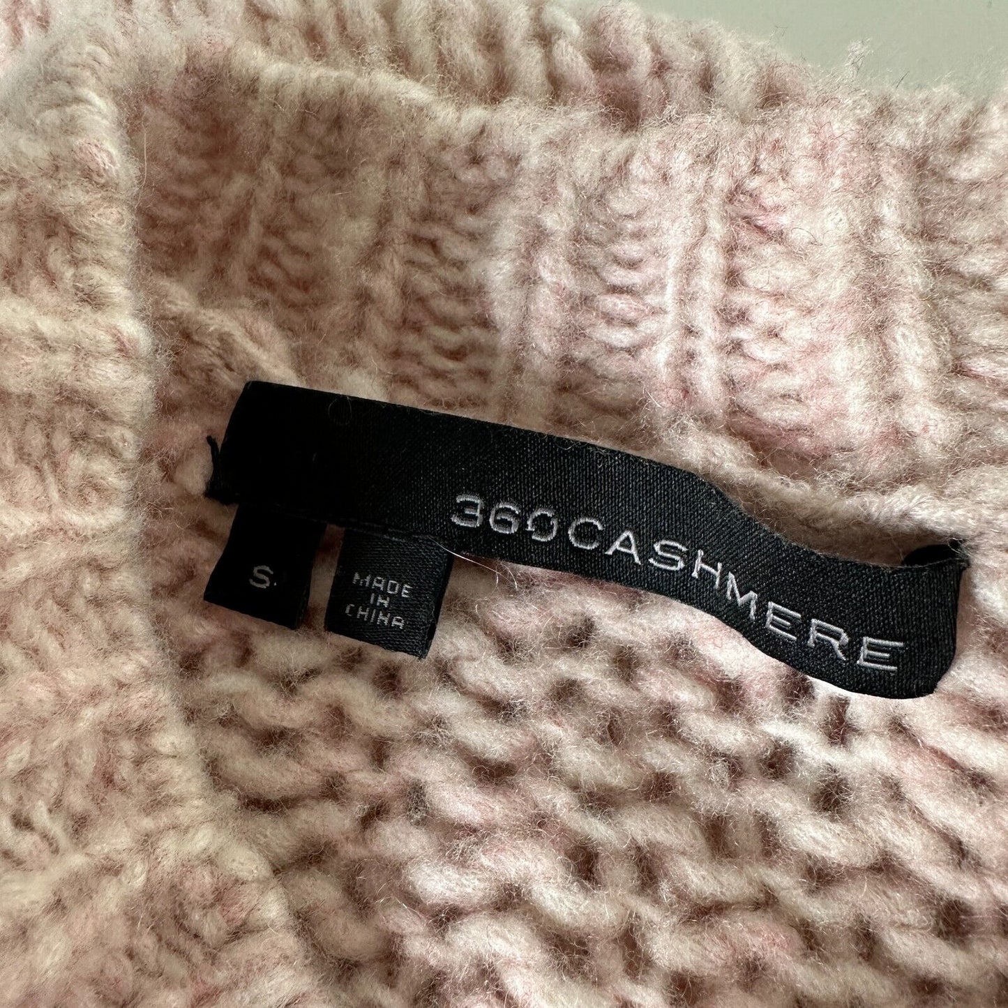 360 Cashmere Abbot Pale Rose Pink Loose Knit Crew Neck Band Cuff Neck Sweater S