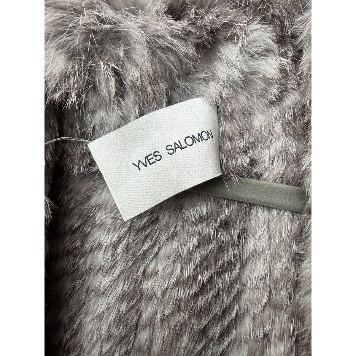 Yves Salomon Gray Rabbit Fur Drape Vest Women FR 34