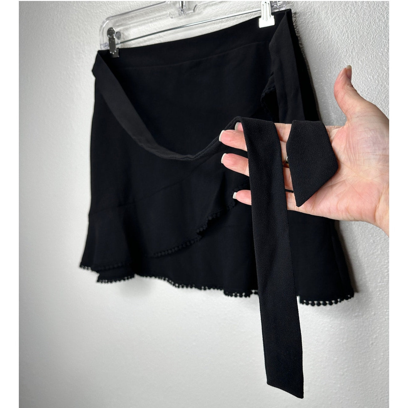 Cupcakes & Cashmere Black Pom-Pom Tiered Ruffle Faux Wrap Mini 6
