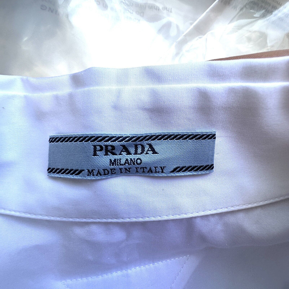 Prada White Long Sleeve Front Button Rhinestone Encrusted Collar & Front Shirt