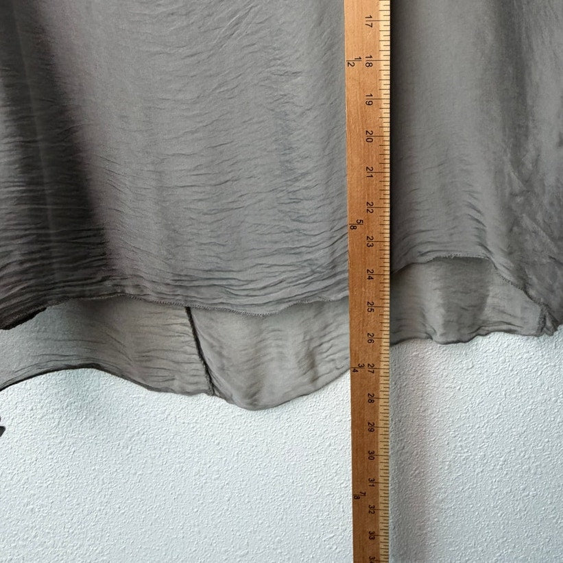 Kahili Taupe Martina Silk Top Sheer Chiffon Overlay Blouse O/S