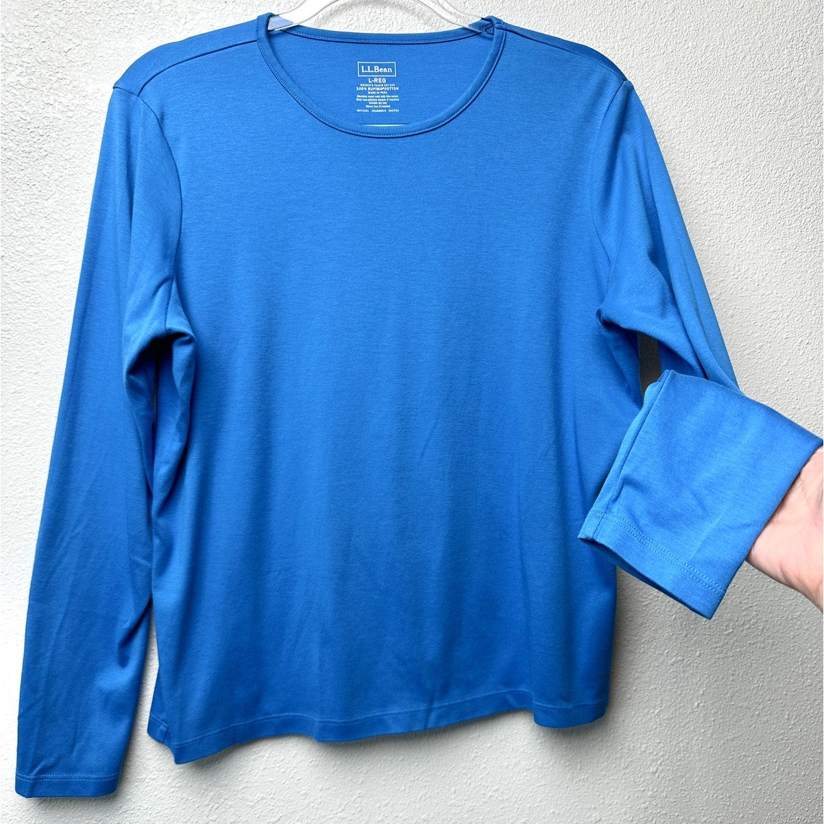 L.L. Bean Blue Long Sleeve T Shirt Women L Crew Neck