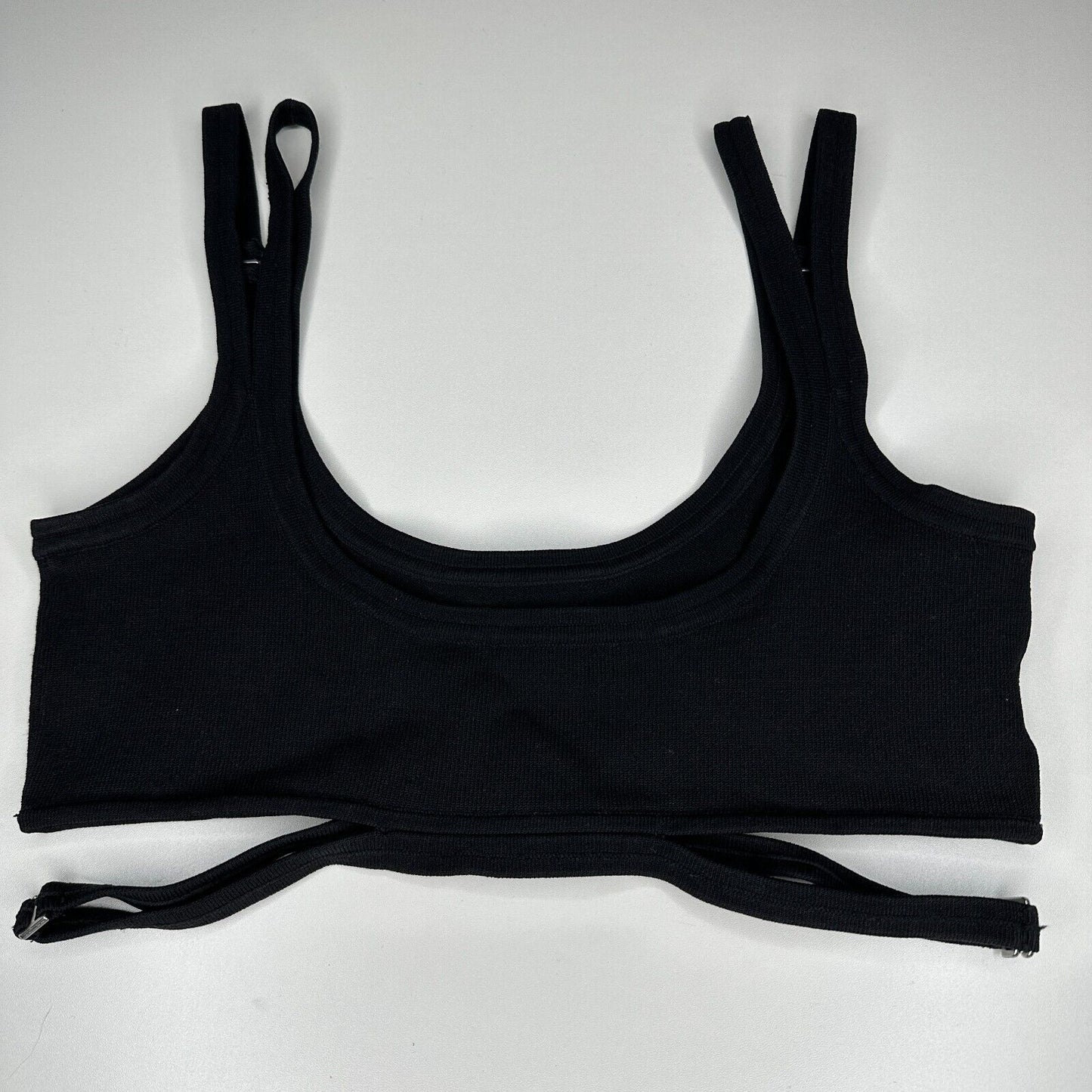 Dion Lee Sexy Black Strappy Crop Tank Top Double Adjustable Strap Cutouts XS