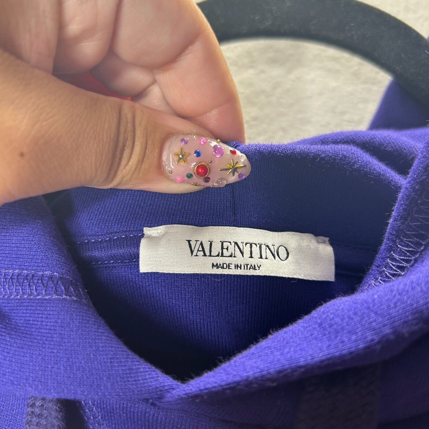 Valentino Purple Oversize Long Sleeve Hoodie Pocket VLTN