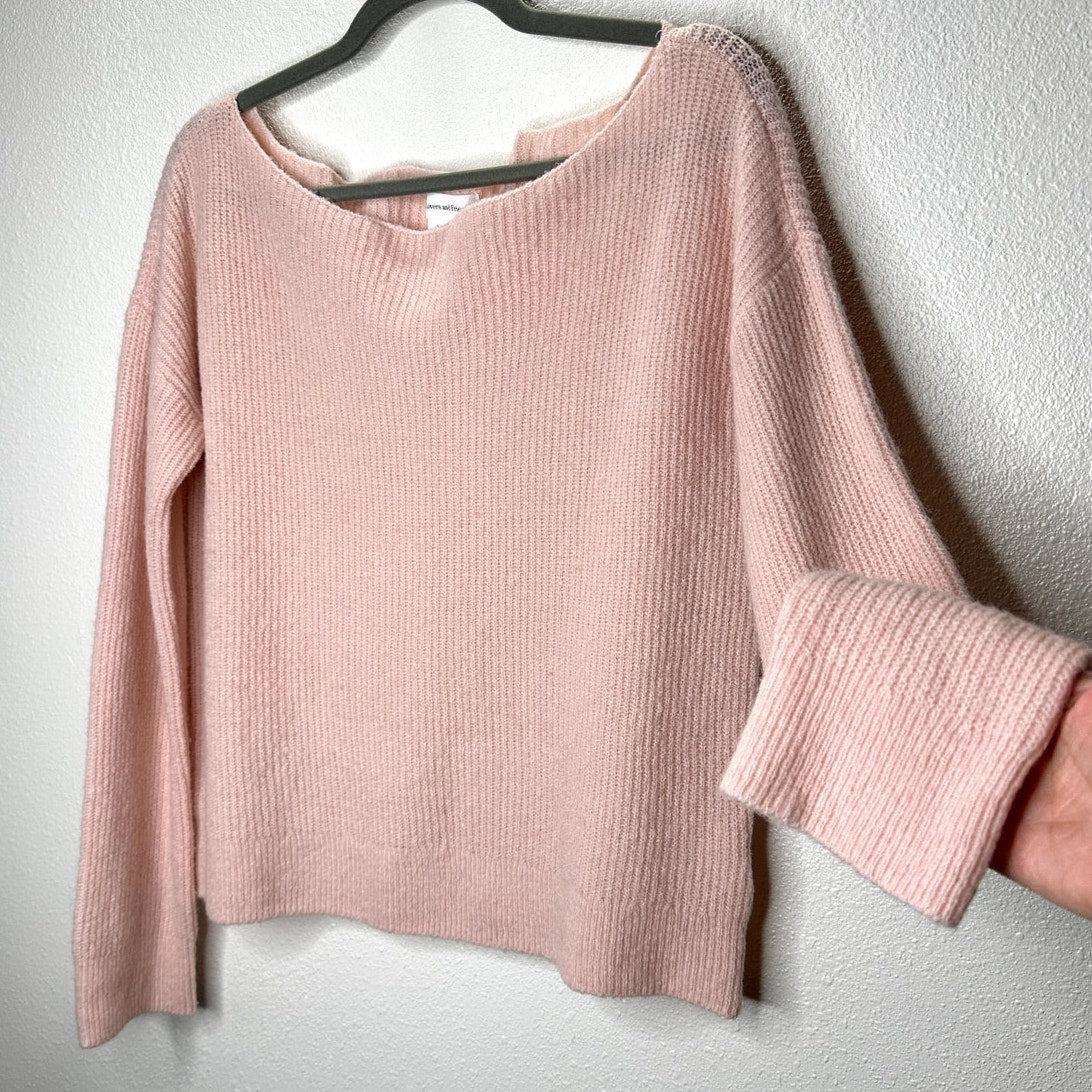 Lovers + Friends Pink Alayah Off Shoulder Long Sleeve Sweater S