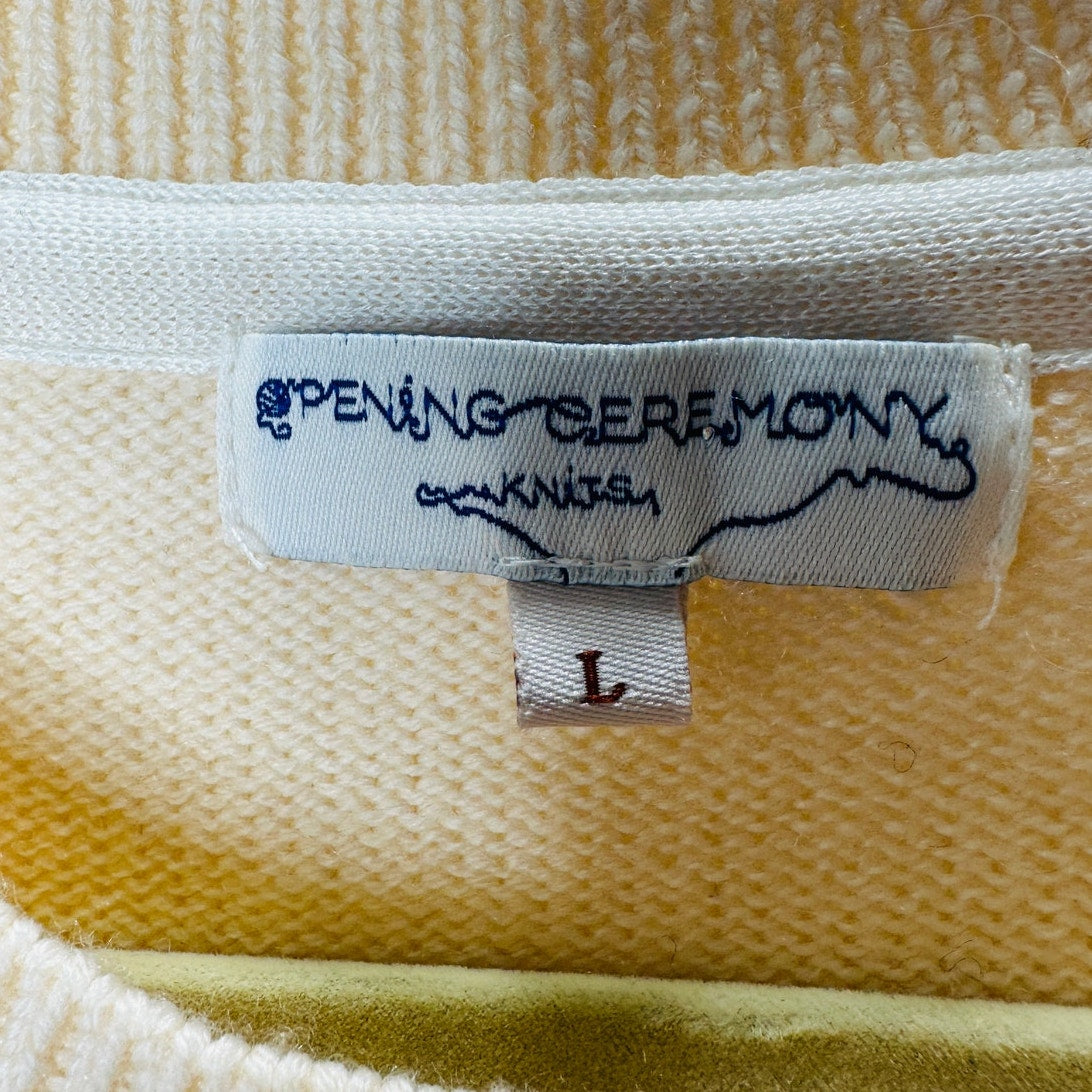 Opening Ceremony Butter Cream Crew Neck Cat Motif Sweater L