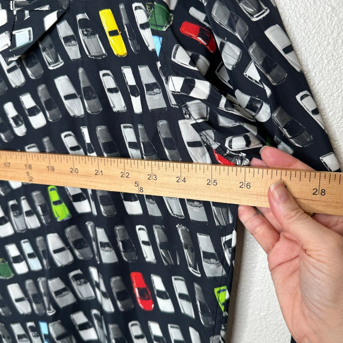 Bottega Veneta Black Car Print Long Sleeve Button Shirt Tunic 54 / L