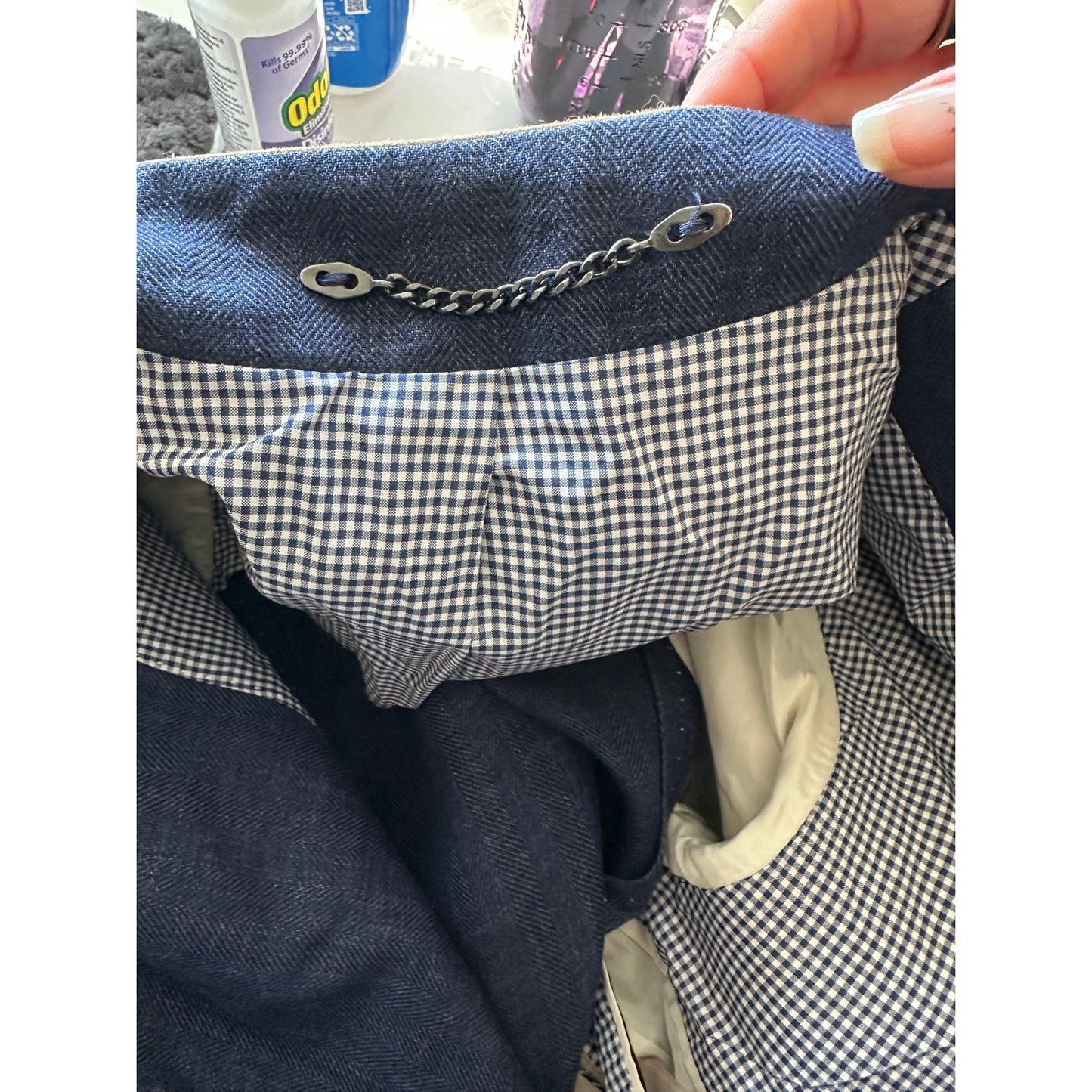 Windsor Men’s Stand-Collar Blue Blazer US 34 (EU 44) Suede Trim