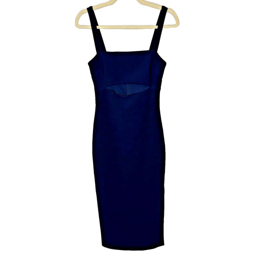 Bec + Bridge Sexy Navy Thin Strap Peek-A-Boo Midriff Cutout Zip Midi Dress 4