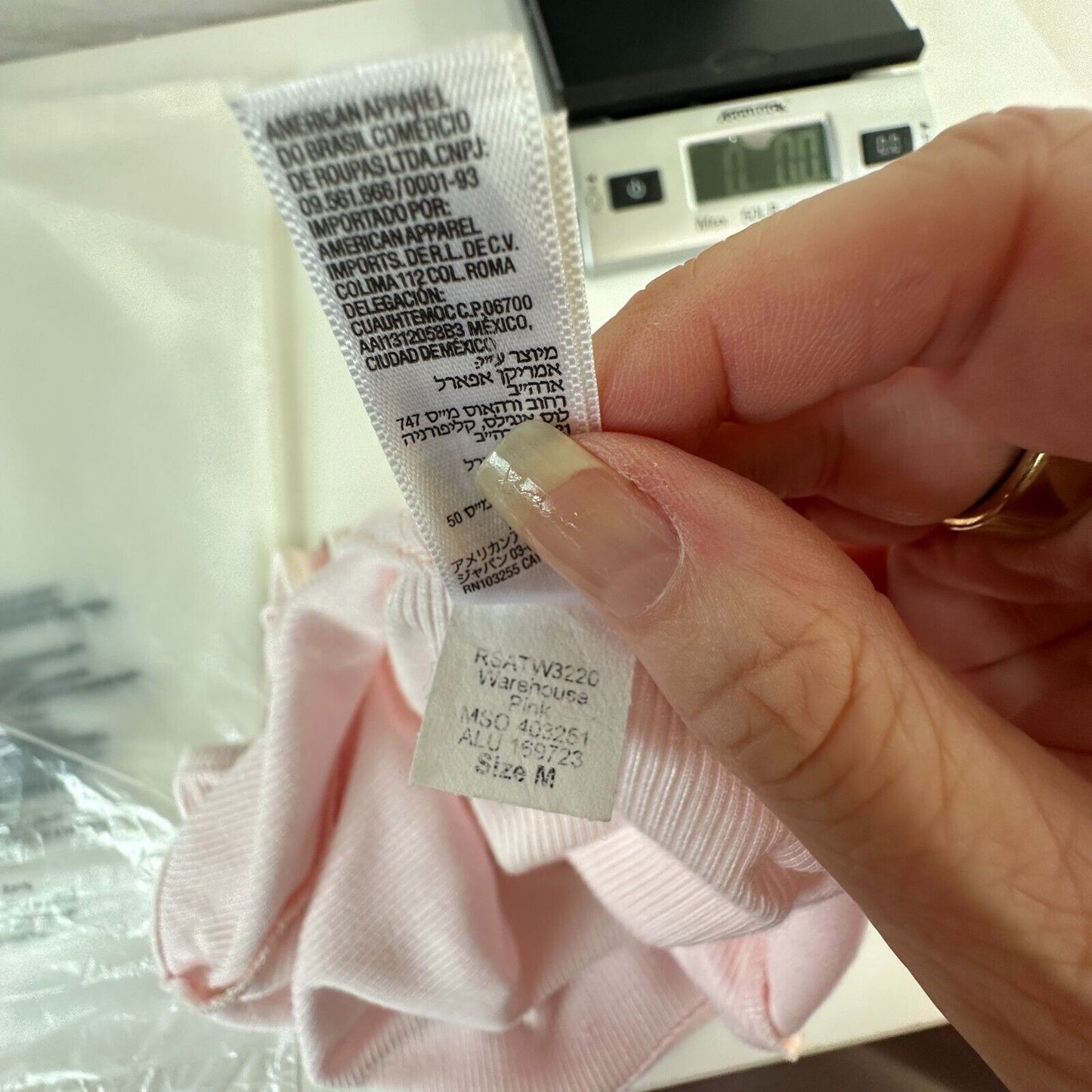 American Apparel Pink Rib Knit Spaghetti Strap Scoop Neck U-Back Bodysuit Medium