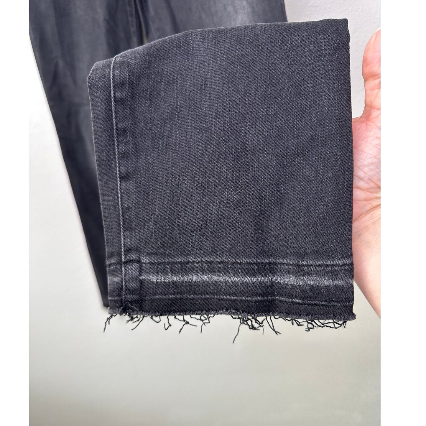 NWT Frame Le High Straight Jeans Black Raw Hem Women's 27