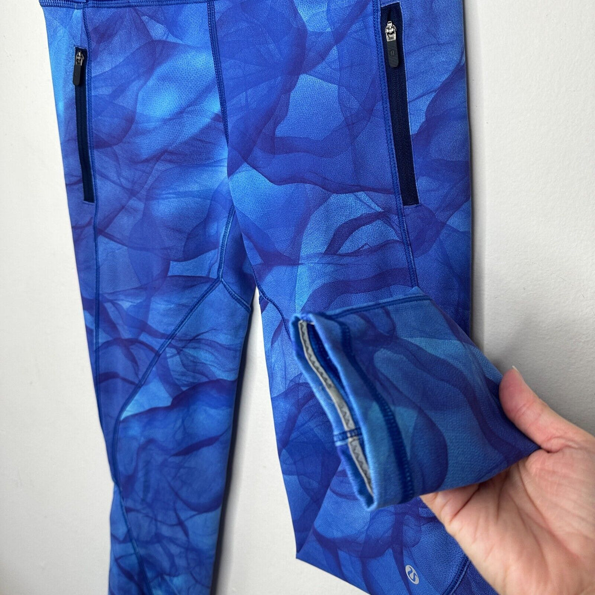 Lululemon Blue Run It Out High Waist Full Length Midnight Tulle Yoga Zip Pant S