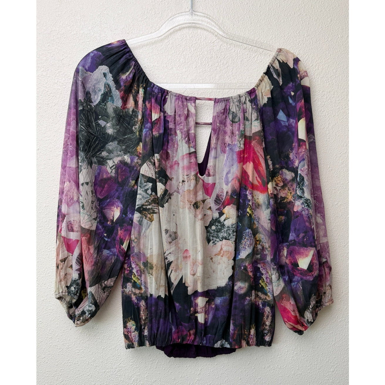 Alice + Olivia Womens Purple Silk Peasant Blouse XS