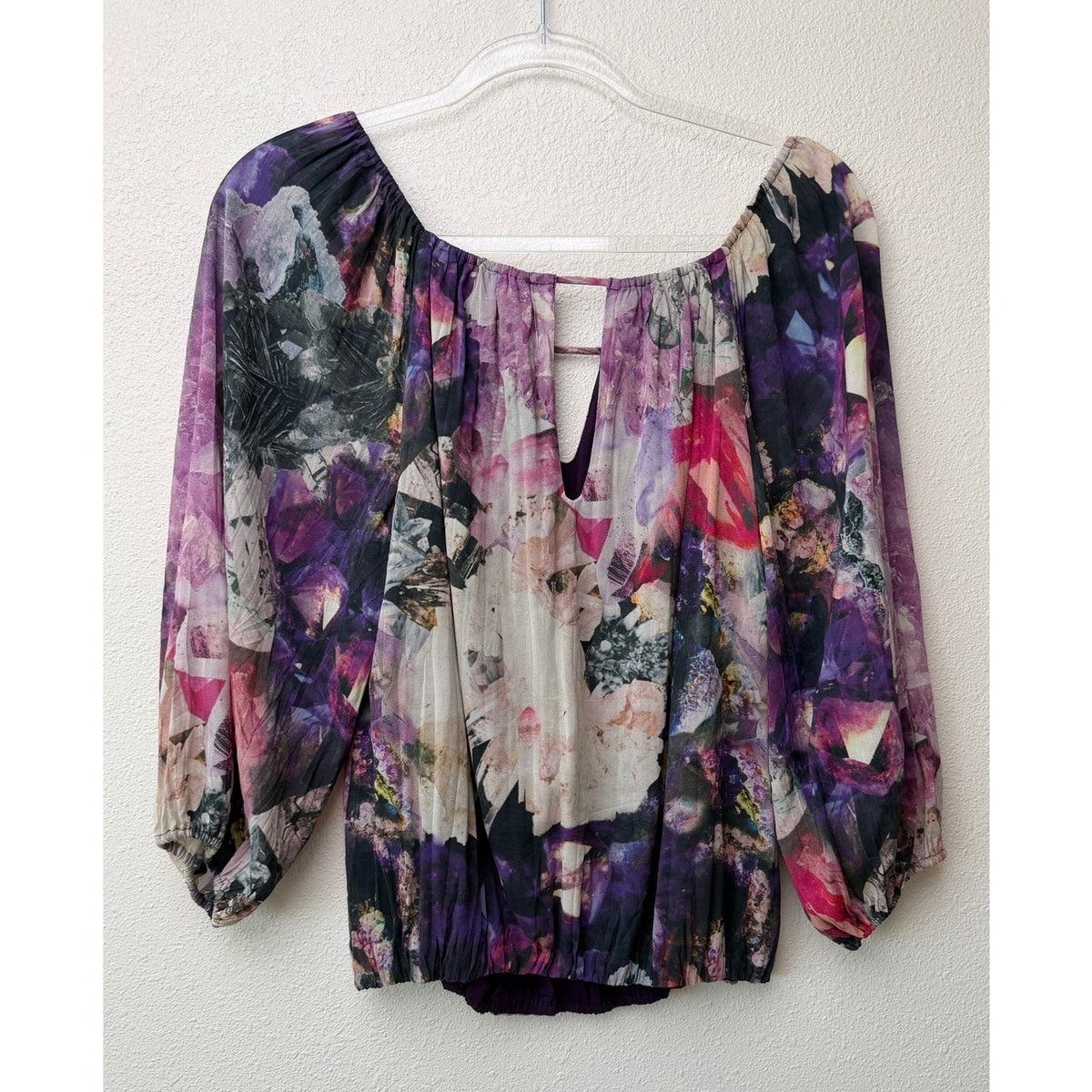 Alice + Olivia Womens Purple Silk Peasant Blouse XS