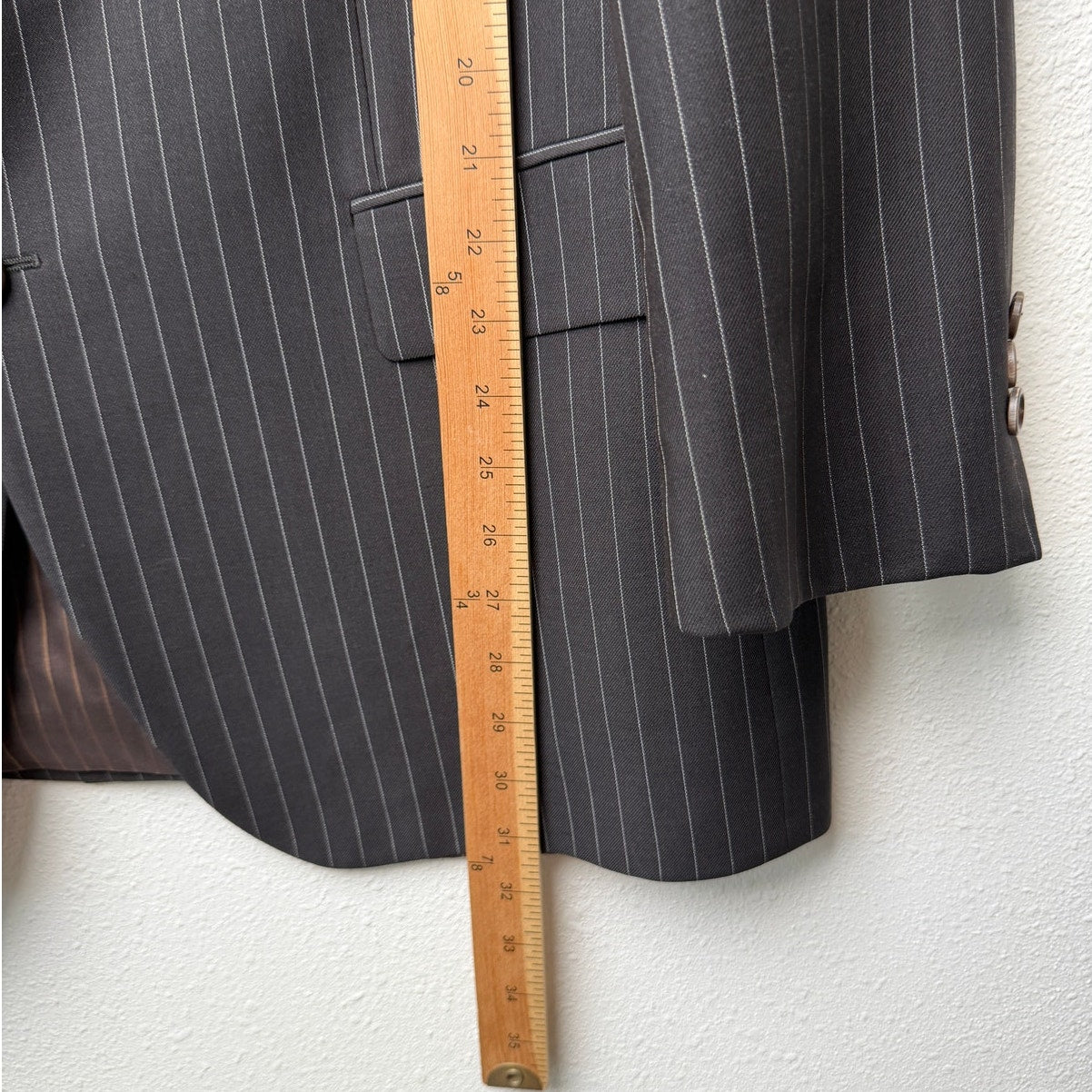 Hugo Boss Black Pinstripe Wool Mohair 2 Pc Suit Men’s 46R