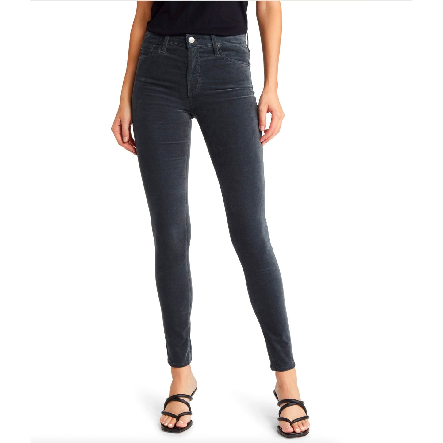 NWT AG Adriano The Farrah Steel Gray High Waist Skinny Velvet Jeans