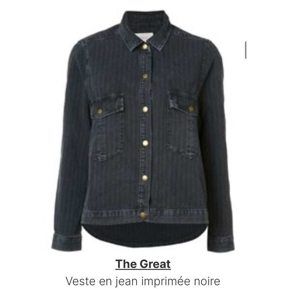 The Great Washed Black Denim Long Sleeve Shirt Size 0