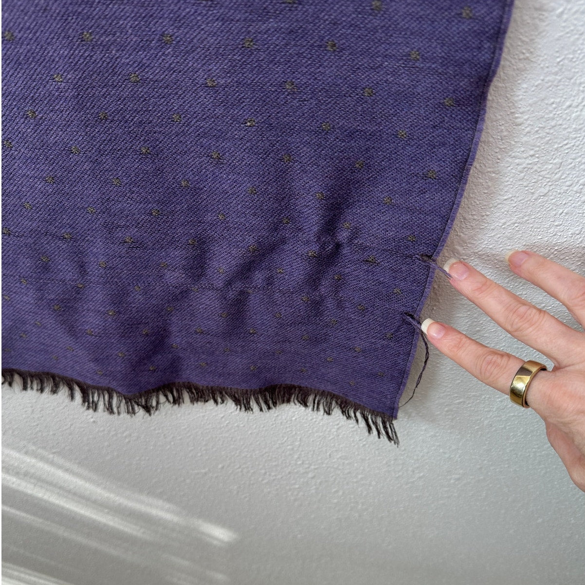 Italian Scarf Purple Brown Polka Dot Wool Silk ~70”