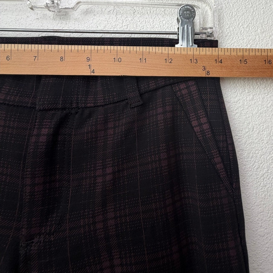 Kut From The Kloth Black Burgundy Plaid Skinny Ankle Pants Women's US 2