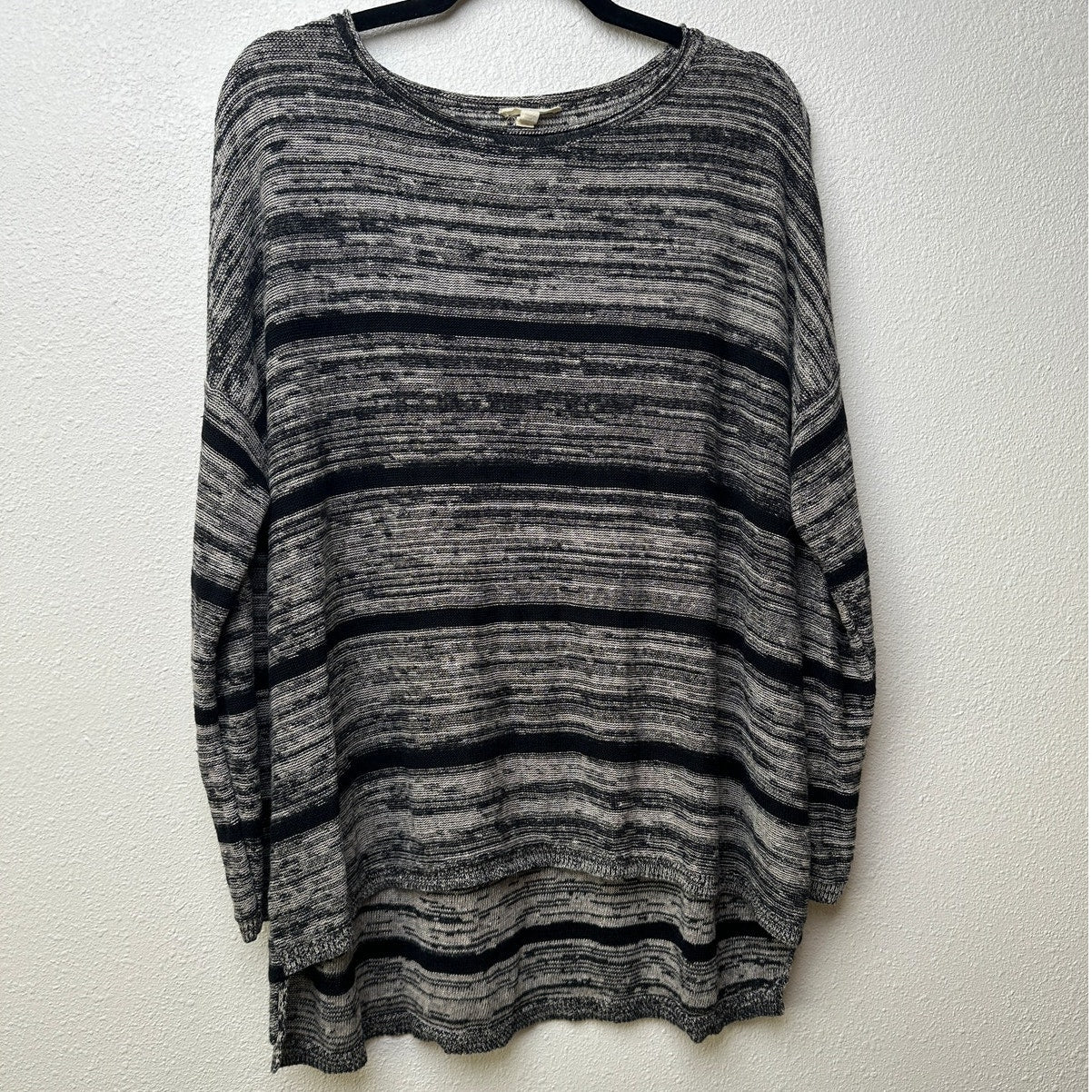Eileen Fisher Organic Linen Striped Sweater L