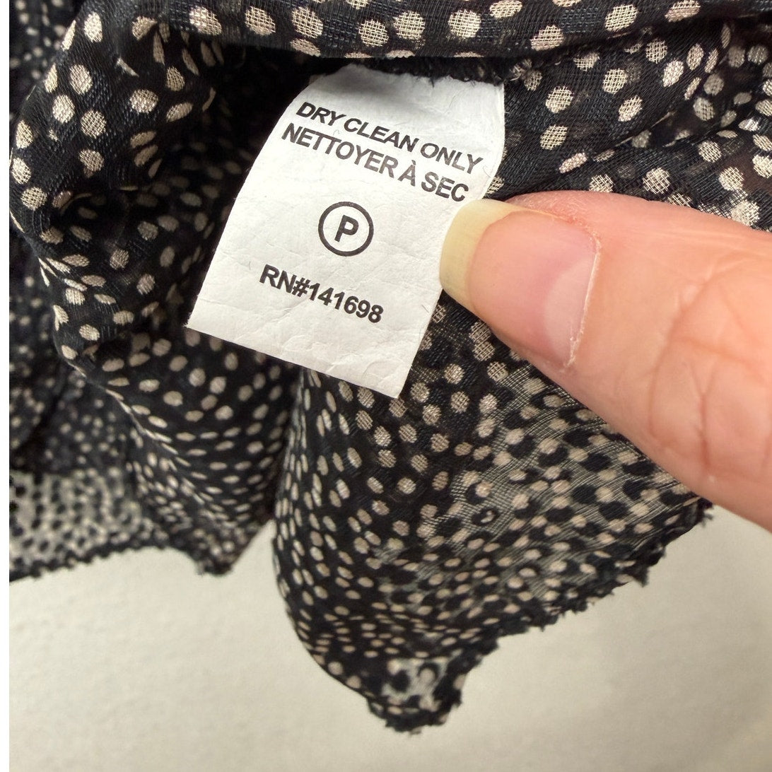 Ramy Brook Black Polka Dot Sleeveless Ruffle Blouse XS