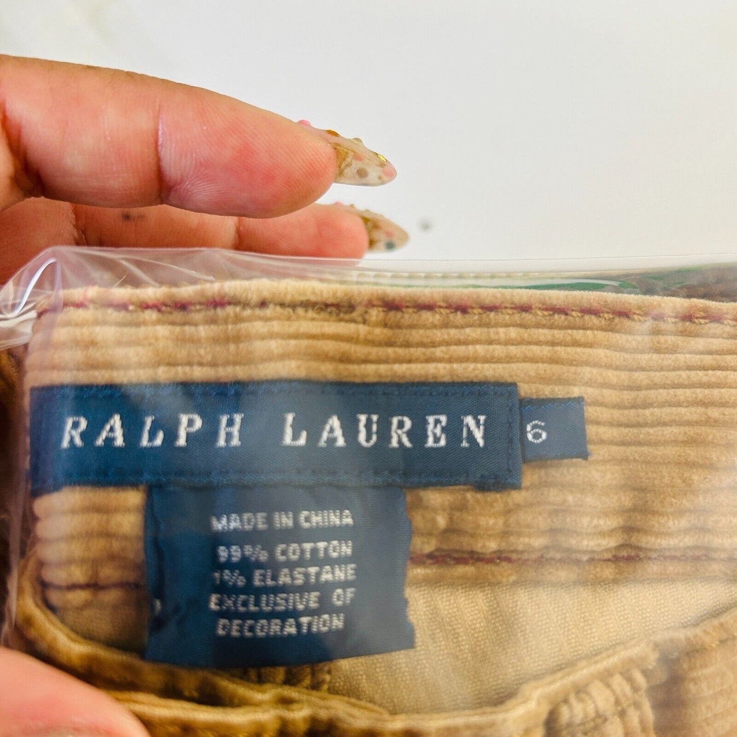 Ralph Lauren Blue Label RL650 Thompson Tan Corduroy Slim Low-Rise Straight Jeans
