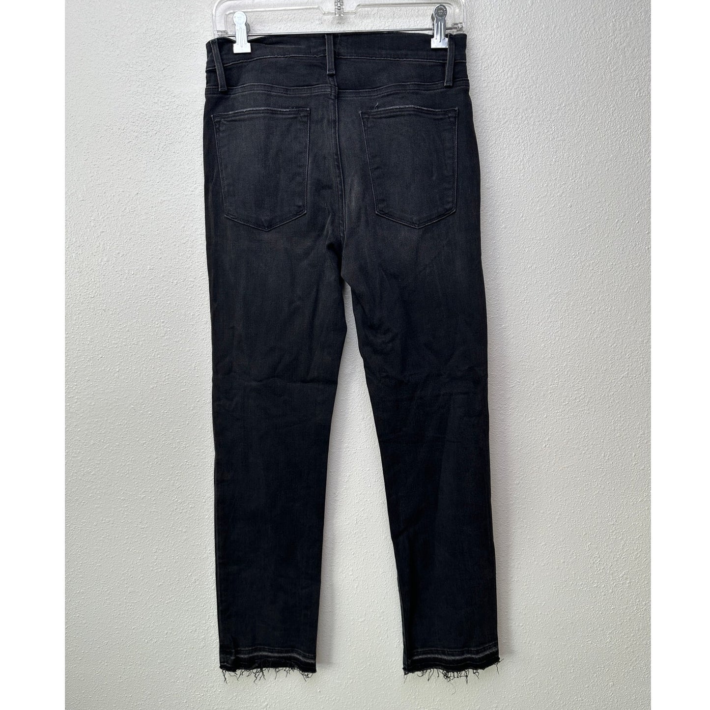 NWT Frame Le High Straight Jeans Black Raw Hem Women's 27