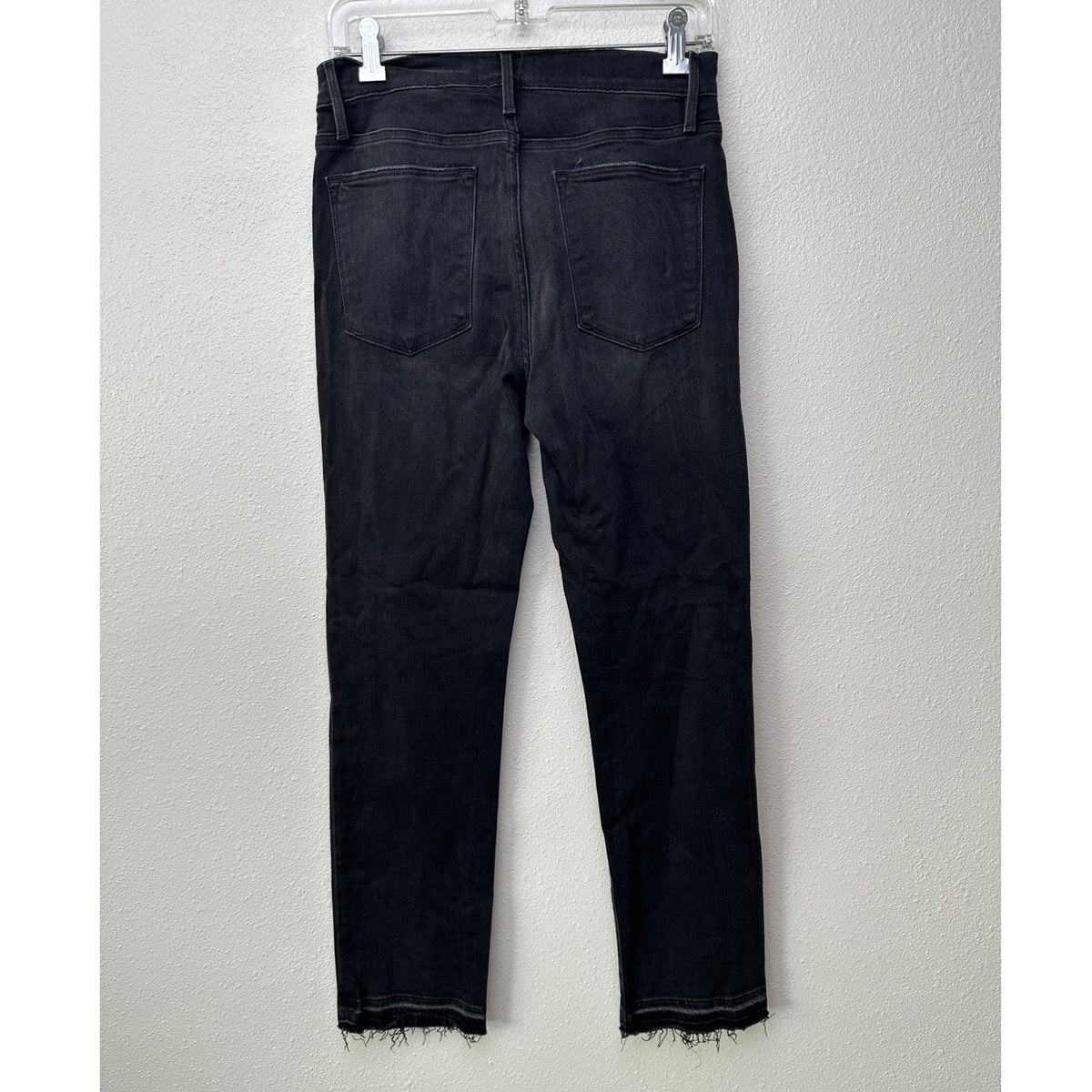 NWT Frame Le High Straight Jeans Black Raw Hem Women's 27