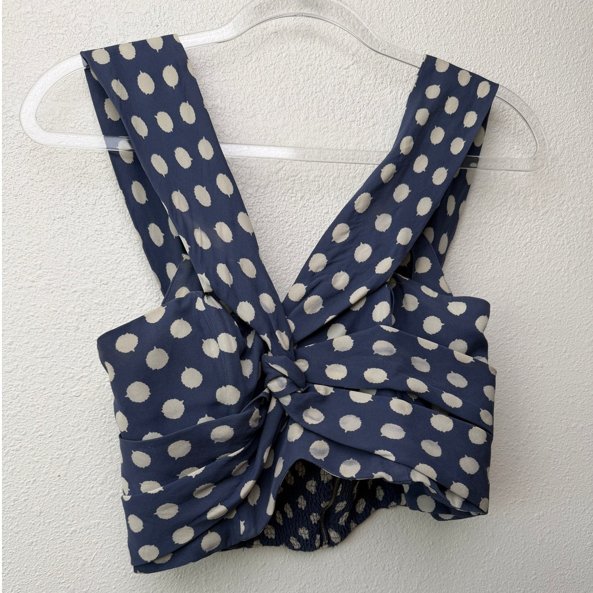 Johanna Ortiz Magritte Silk Polka Dot Knot Front Crop Top Size S